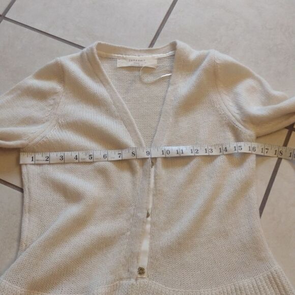Zara Knit Alpaca sweater wool blend cardigan cream color size L - Picture 5 of 9